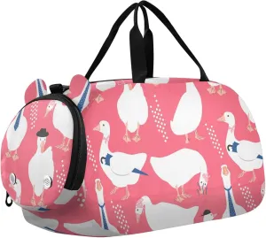 VIGTRO Cute Geese Fashion Pattern Kids Overnight Travel Duffel Bag Sport Gym Bag for Boys Girls with Shoe Compartment, Carry On Weekender Luggage Bag for Dance Swim Yoga
