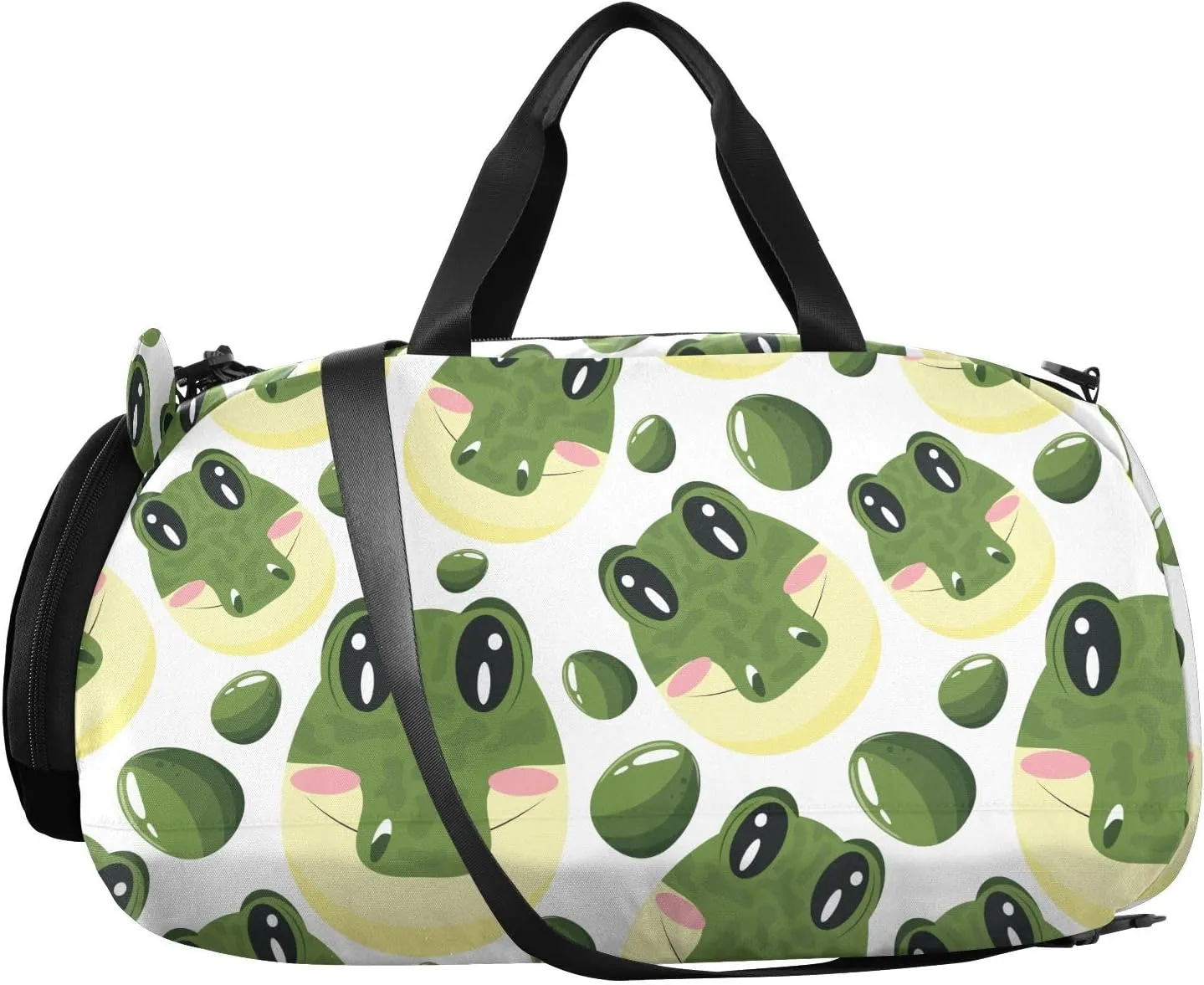 VIGTRO Cute Green Crocodile and Eggs Kids Overnight Travel Duffel Bag Sport Gym Bag for Boys Girls with Shoe Compartment, Carry On Weekender Luggage Bag for Dance Swim Yoga