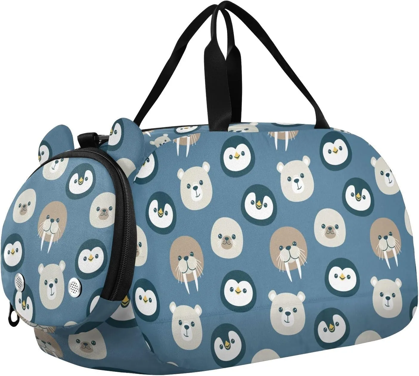 VIGTRO Cute Penguin Polar Bear Walrus Kids Overnight Travel Duffel Bag Sport Gym Bag for Boys Girls with Shoe Compartment, Carry On Weekender Luggage Bag for Dance Swim Yoga