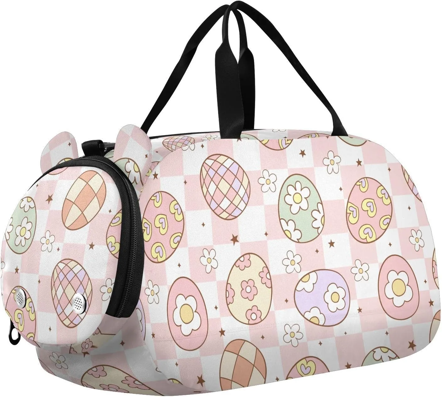 VIGTRO Disco Eggs Groovy Easter Retro Kids Overnight Travel Duffel Bag Sport Gym Bag for Boys Girls with Shoe Compartment, Carry On Weekender Luggage Bag for Dance Swim Yoga