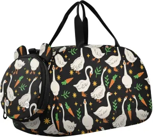 VIGTRO Farm Animal Geese Kids Overnight Travel Duffel Bag Sport Gym Bag for Boys Girls with Shoe Compartment, Carry On Weekender Luggage Bag for Dance Swim Yoga