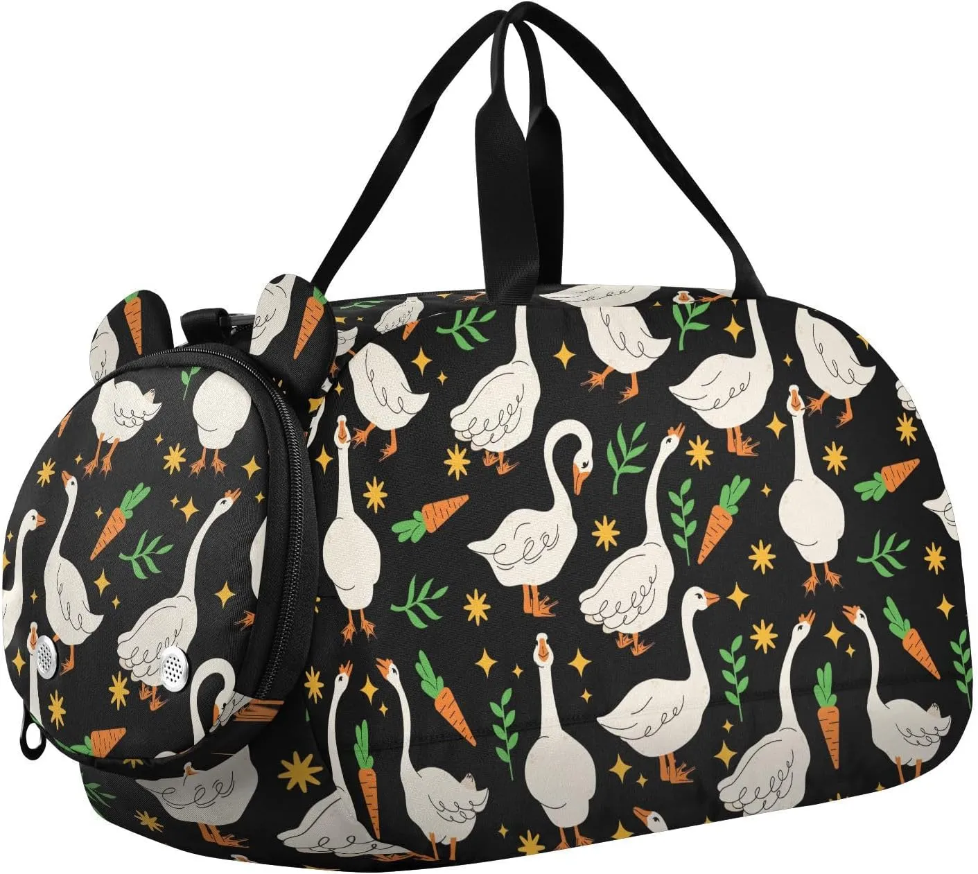 VIGTRO Farm Animal Geese Kids Overnight Travel Duffel Bag Sport Gym Bag for Boys Girls with Shoe Compartment, Carry On Weekender Luggage Bag for Dance Swim Yoga