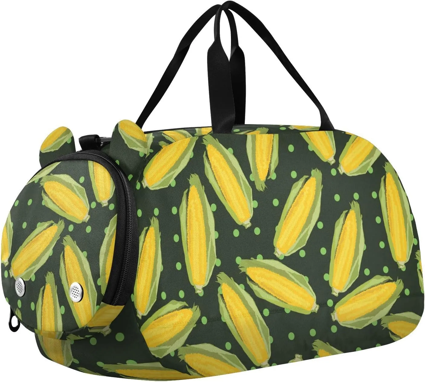 VIGTRO Fresh Ripe Corn Cobs Kids Overnight Travel Duffel Bag Sport Gym Bag for Boys Girls with Shoe Compartment, Carry On Weekender Luggage Bag for Dance Swim Yoga