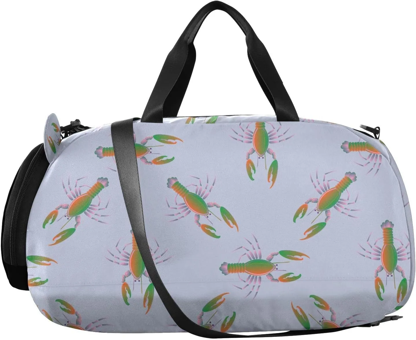 VIGTRO Isolated Lobster Or Cancer Kids Overnight Travel Duffel Bag Sport Gym Bag for Boys Girls with Shoe Compartment, Carry On Weekender Luggage Bag for Dance Swim Yoga