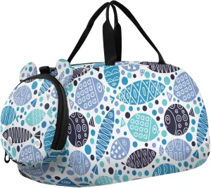 VIGTRO Ornamental Fish Kids Overnight Travel Duffel Bag Sport Gym Bag for Boys Girls with Shoe Compartment, Carry On Weekender Luggage Bag for Dance Swim Yoga