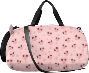 VIGTRO Pig Nose Love Pattern Kids Overnight Travel Duffel Bag Sport Gym Bag for Boys Girls with Shoe Compartment, Carry On Weekender Luggage Bag for Dance Swim Yoga