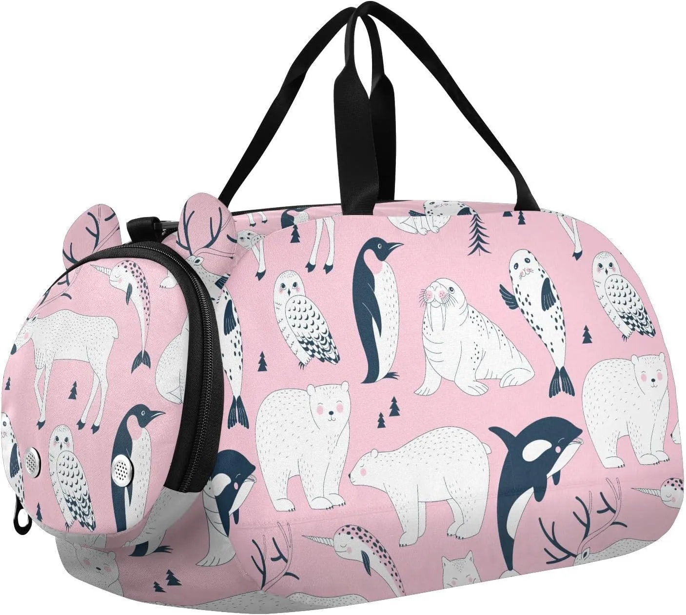 VIGTRO Polar Bear Walrus Penguin Seal Kids Overnight Travel Duffel Bag Sport Gym Bag for Boys Girls with Shoe Compartment, Carry On Weekender Luggage Bag for Dance Swim Yoga