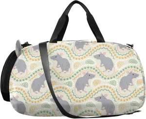 VIGTRO Rat with Ethnic Ornament Kids Overnight Travel Duffel Bag Sport Gym Bag for Boys Girls with Shoe Compartment, Carry On Weekender Luggage Bag for Dance Swim Yoga