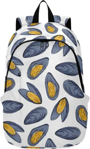 VIGTRO Seafood Mussels Pattern Casual Backpack Lightweight Laptop Backpack for Women Men, Travel Work Business Bag Outdoor Daypack