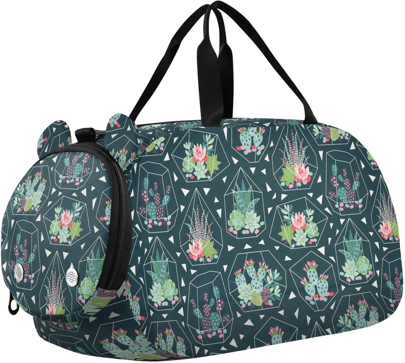 VIGTRO Succulent Plant Cactus Pattern Kids Overnight Travel Duffel Bag Sport Gym Bag for Boys Girls with Shoe Compartment, Carry On Weekender Luggage Bag for Dance Swim Yoga