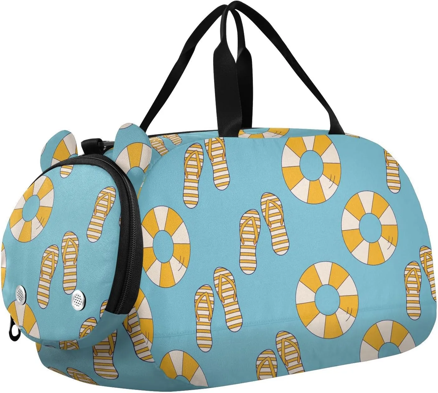 VIGTRO Summer Swimming Ring Slippers Kids Overnight Travel Duffel Bag Sport Gym Bag for Boys Girls with Shoe Compartment, Carry On Weekender Luggage Bag for Dance Swim Yoga