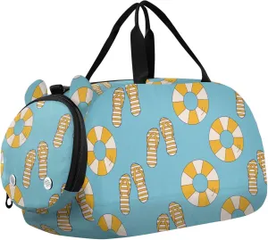 VIGTRO Summer Swimming Ring Slippers Kids Overnight Travel Duffel Bag Sport Gym Bag for Boys Girls with Shoe Compartment, Carry On Weekender Luggage Bag for Dance Swim Yoga
