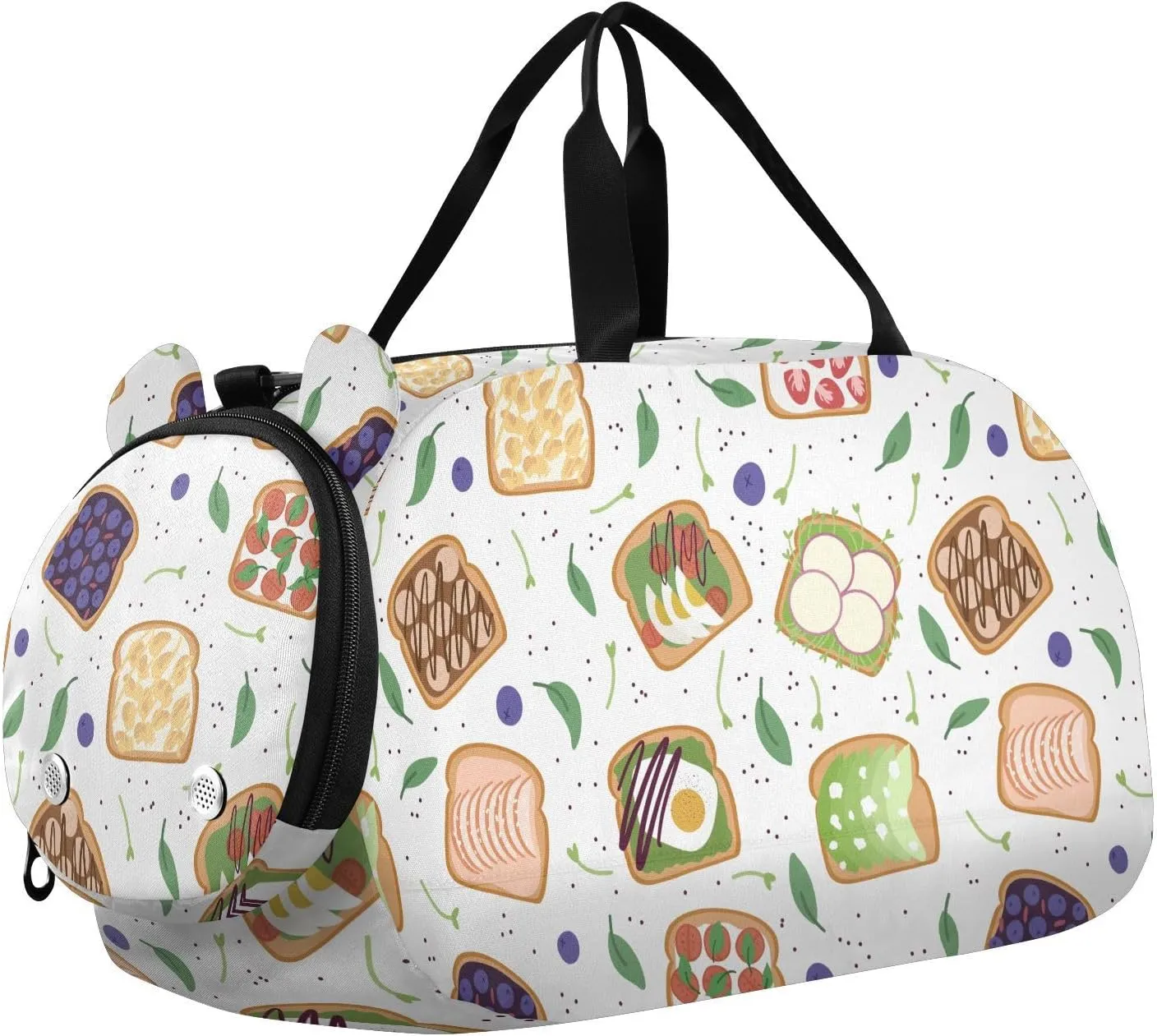 VIGTRO Sweet Toast Kids Overnight Travel Duffel Bag Sport Gym Bag for Boys Girls with Shoe Compartment, Salmon Carry On Weekender Luggage Bag for Dance Swim Yoga