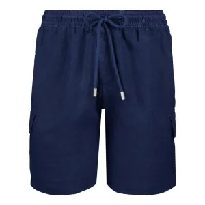 Vilebrequin Men Linen Bermuda Shorts Cargo Pockets.