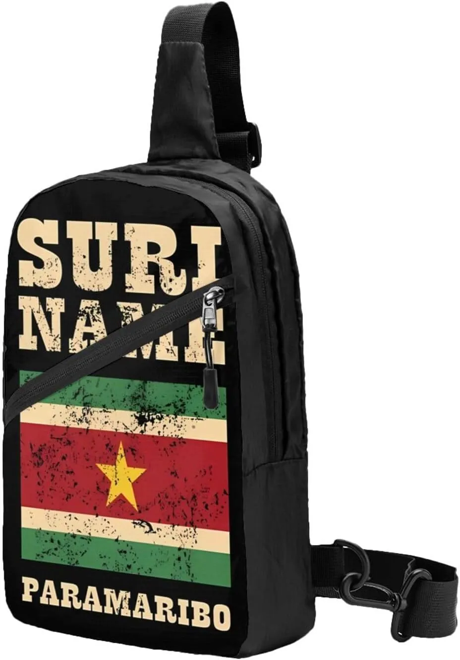 Vintage Suriname Surinamese Flag Crossbody Bag Portable Sling Bags Foldable Chest Daypack Reusable Sports Shoulder Backpack Diagonally Casual Rucksack Travel Bag