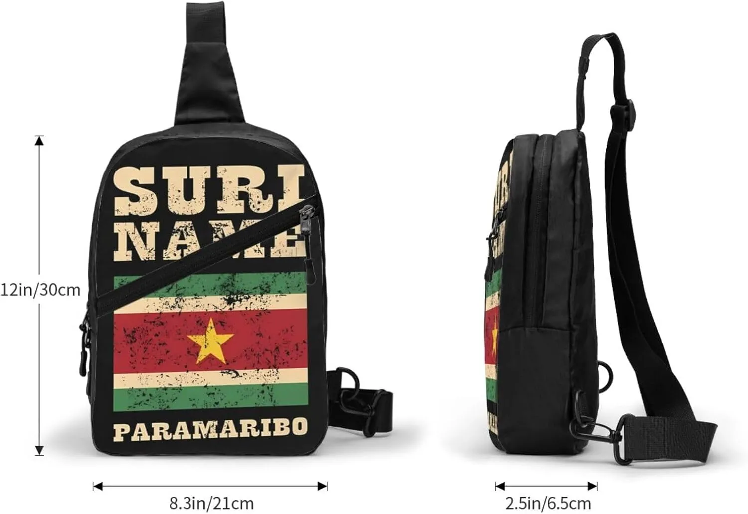 Vintage Suriname Surinamese Flag Crossbody Bag Portable Sling Bags Foldable Chest Daypack Reusable Sports Shoulder Backpack Diagonally Casual Rucksack Travel Bag