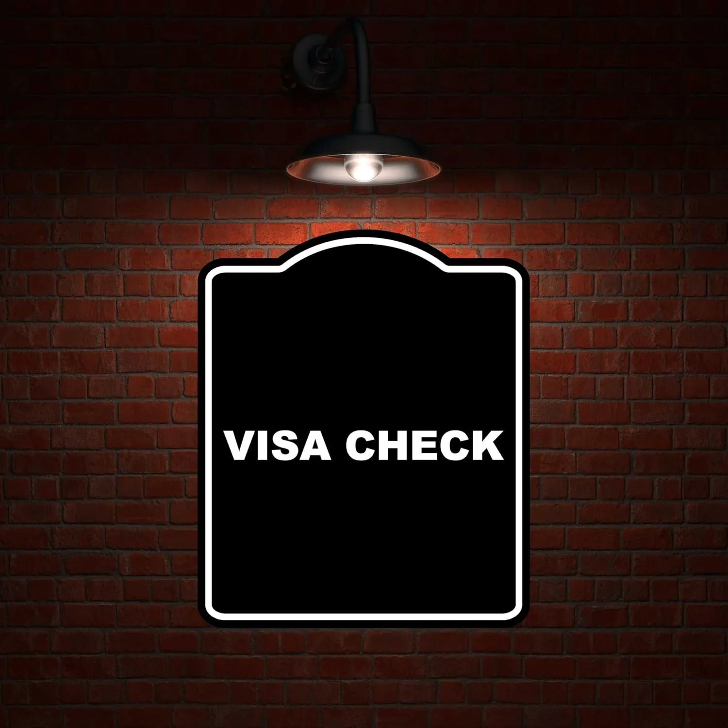 VISA CHECK BLACK Minimalist Aluminum Composite Sign 20 x 24 inches