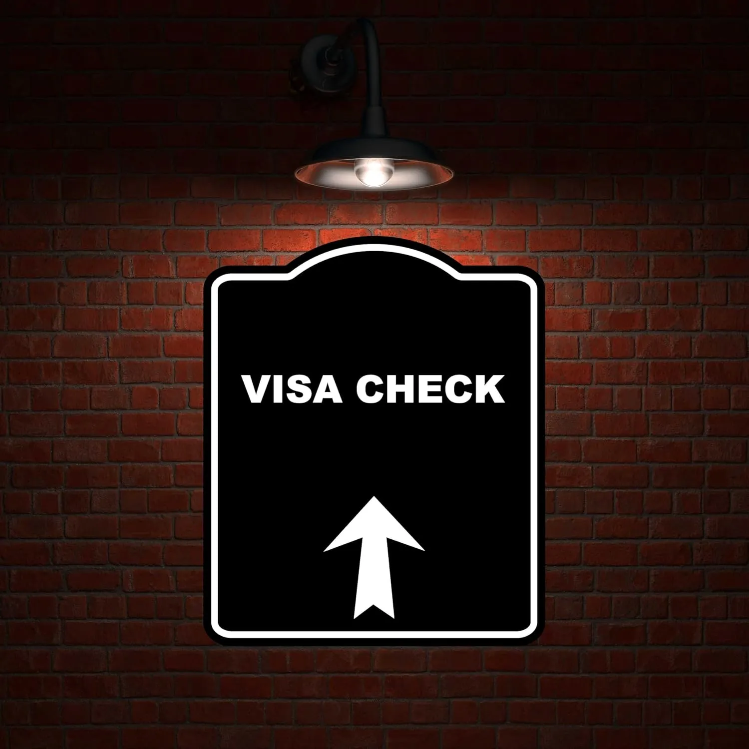 VISA CHECK Black Sign Arrow Up Aluminum Composite Sign 15 x 18 inches