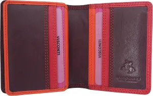 Visconti RB 64 Multi Colored Soft Leather Ladies Card/Business Card Holder/Wallet (Plum)