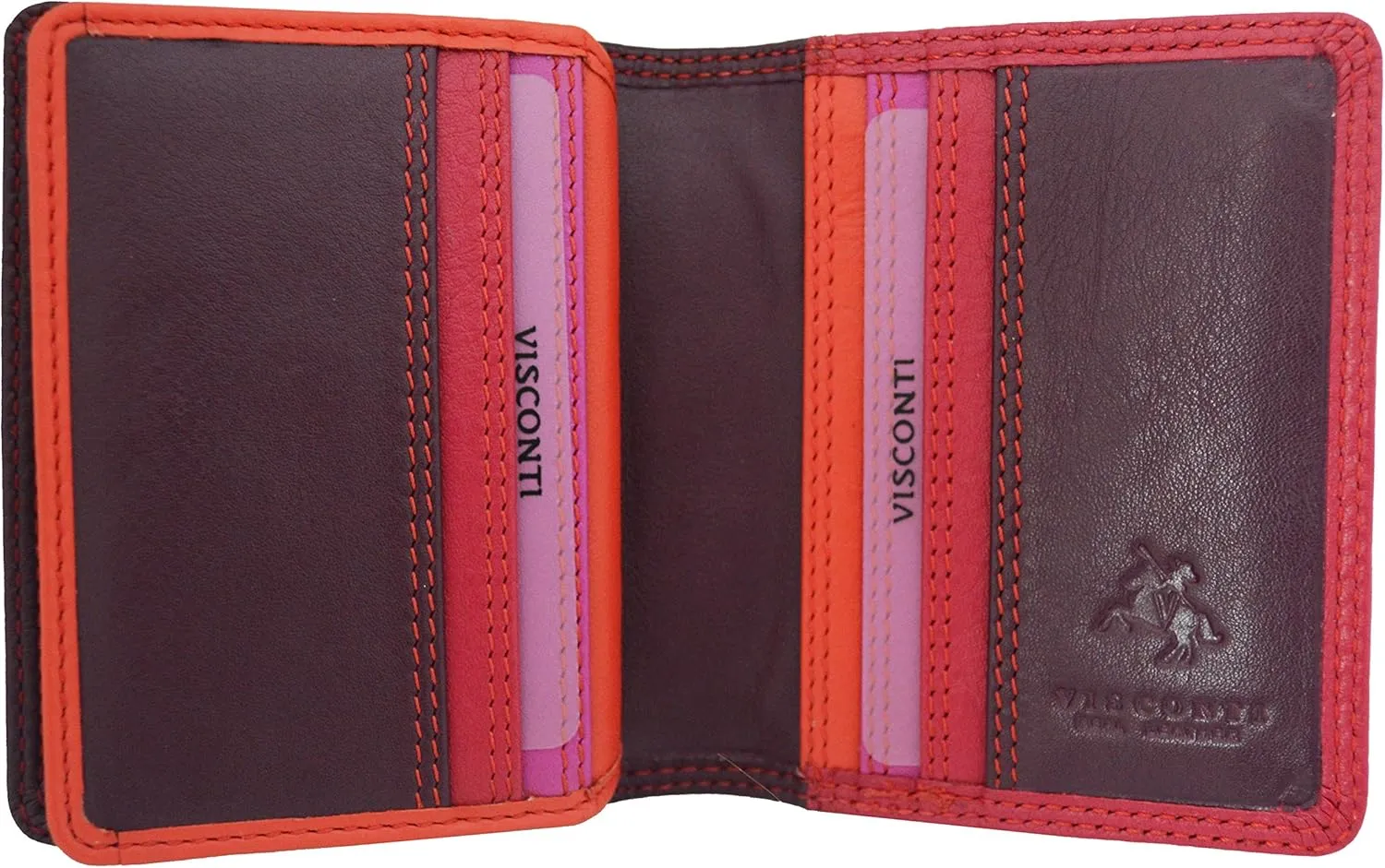 Visconti RB 64 Multi Colored Soft Leather Ladies Card/Business Card Holder/Wallet (Plum)