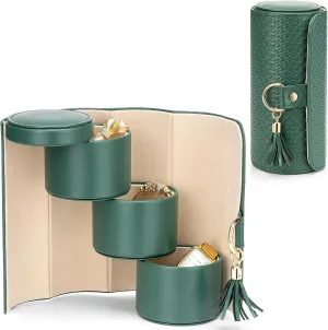 Vlando Wedding Gifts for Women, Travel Jewelry Box, Bridal Shower Gifts, Bridesmaid Gifts for Wedding Day Bride Gifts, Bridesmaid Proposal Gifts, Travel Jewelry Organizer - Green