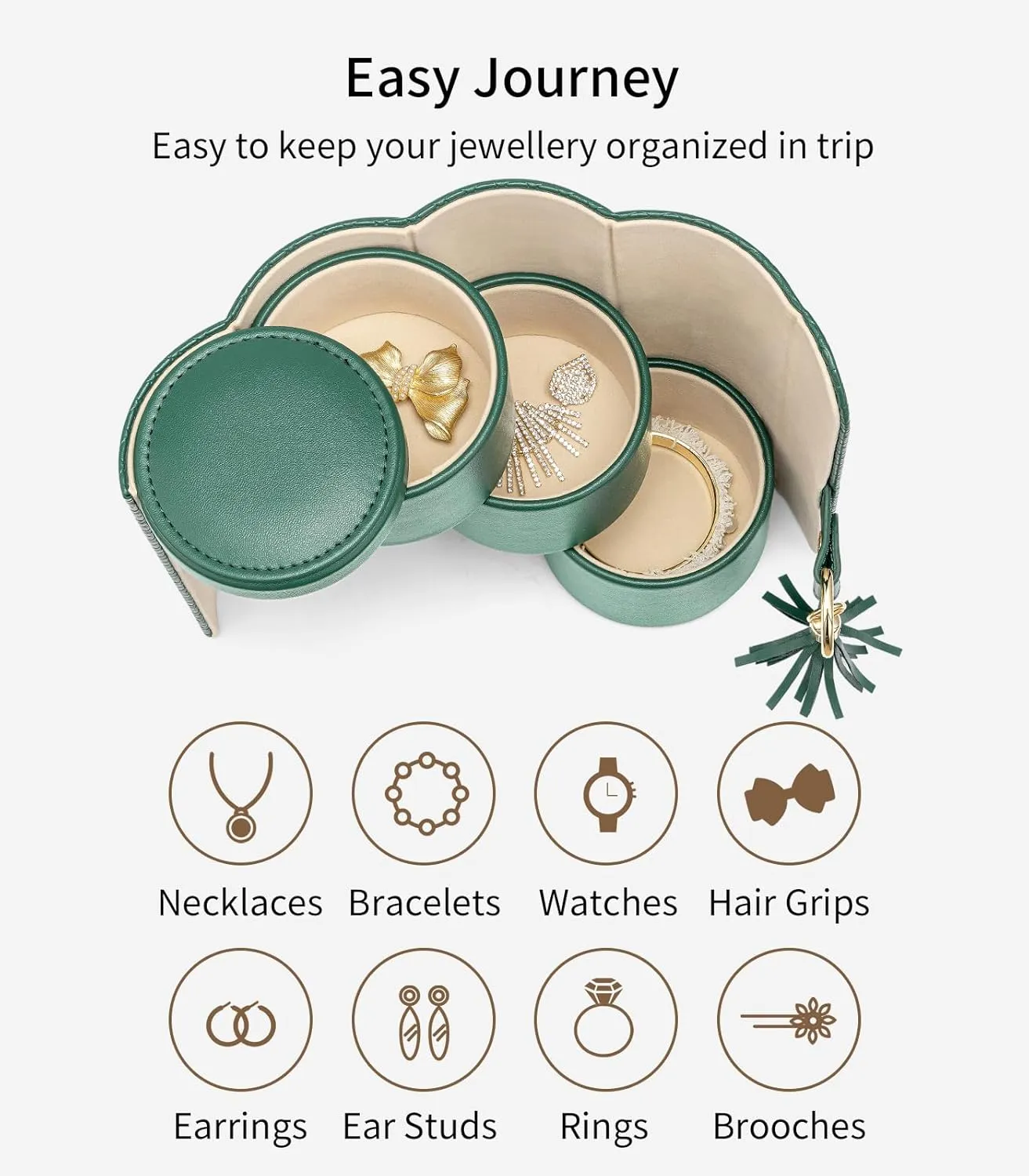 Vlando Wedding Gifts for Women, Travel Jewelry Box, Bridal Shower Gifts, Bridesmaid Gifts for Wedding Day Bride Gifts, Bridesmaid Proposal Gifts, Travel Jewelry Organizer - Green