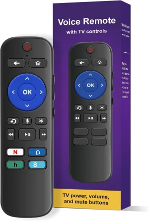 Voice Universal Remote Control, for Roku Stick Remote Replacement, for Roku Streaming Players, Steaming Sticks, Audio and TVs, with 4 App Shorcut Keys