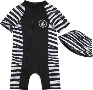 Volcom Baby Boys Rashguard Wetsuit - UPF 50  One Piece Short Sleeve Sunsuit Bathing Suit - Sun Protection Swimwear (12M-4T)
