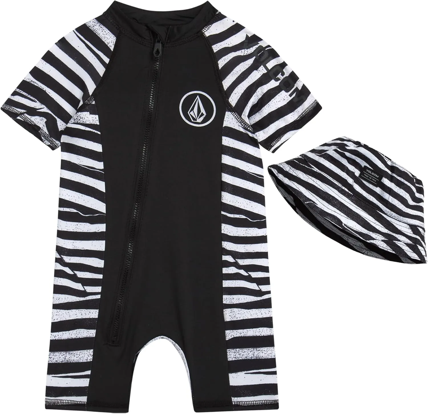 Volcom Baby Boys Rashguard Wetsuit - UPF 50  One Piece Short Sleeve Sunsuit Bathing Suit - Sun Protection Swimwear (12M-4T)