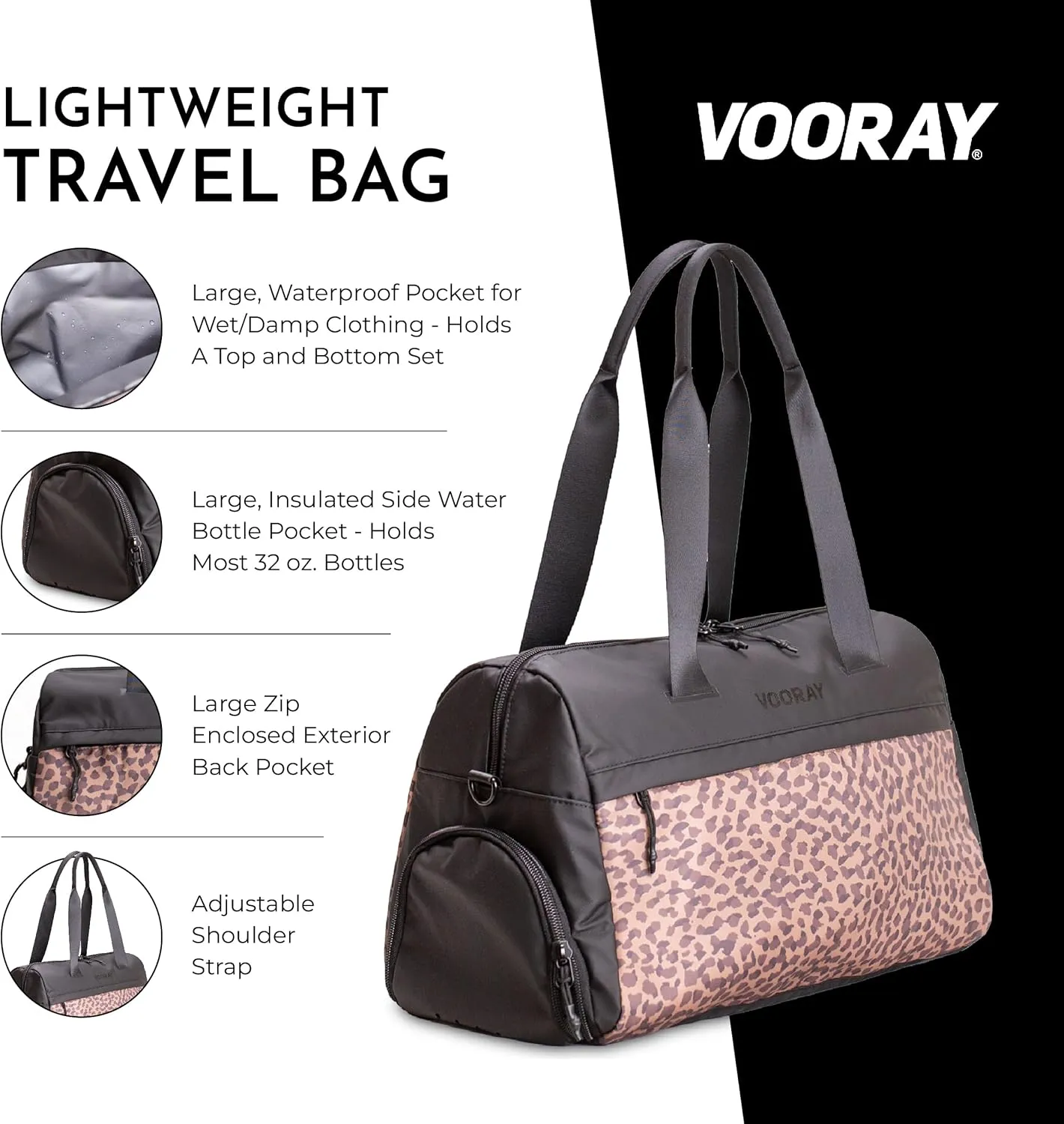 Vooray 25L Trainer Duffel Bag – Lightweight Travel Duffel for Women and Men with Shoe Pocket, Workout Bag, Weekender for Overnight, Football, Traveling, or Hospital Use