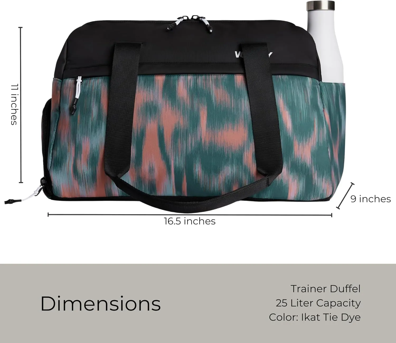 Vooray 25L Trainer Duffel Bag – Lightweight Travel Duffel for Women and Men with Shoe Pocket, Workout Bag, Weekender for Overnight, Football, Traveling, or Hospital Use