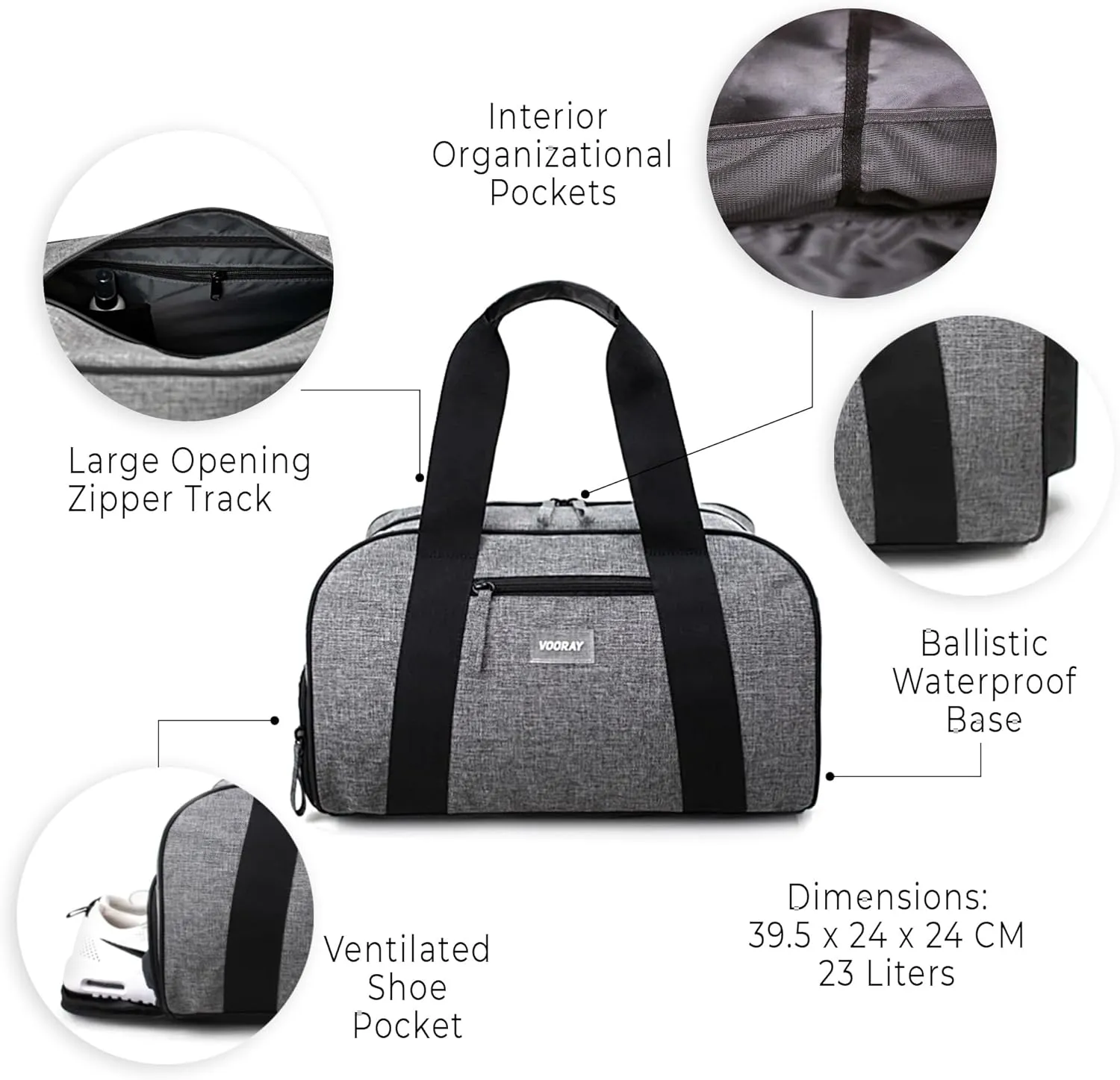 Vooray Burner Gym Duffel Bag, Gym Bag for Women and Men with Shoe Compartment, Weekender, Overnight & Travel Duffel for Sports and Workout