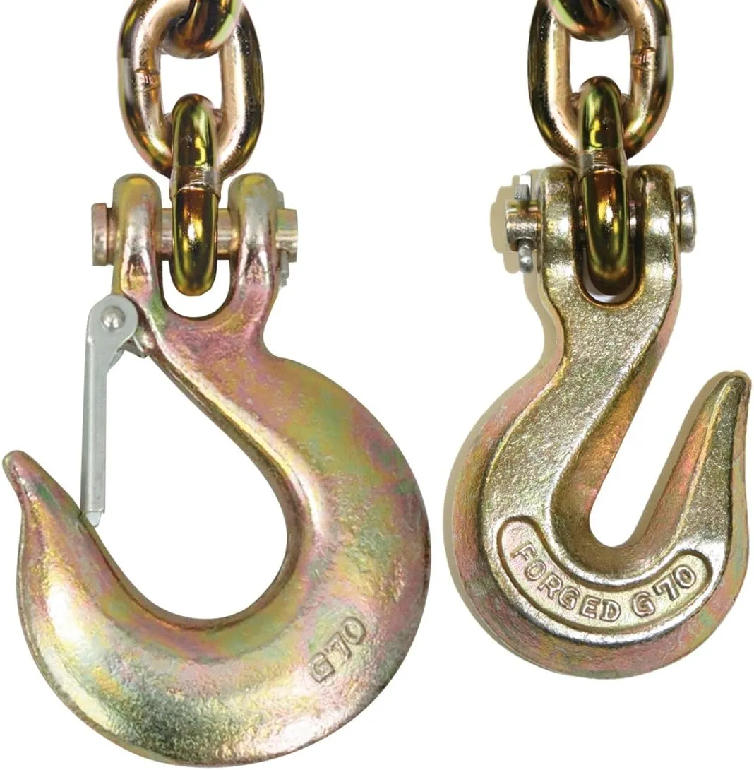 VULCAN Binder Chain with Grab and Sling Hooks - Grade 70 Standard Duty - 3/8 Inch x 8 Foot - 6,600 Pound Safe Working Load
