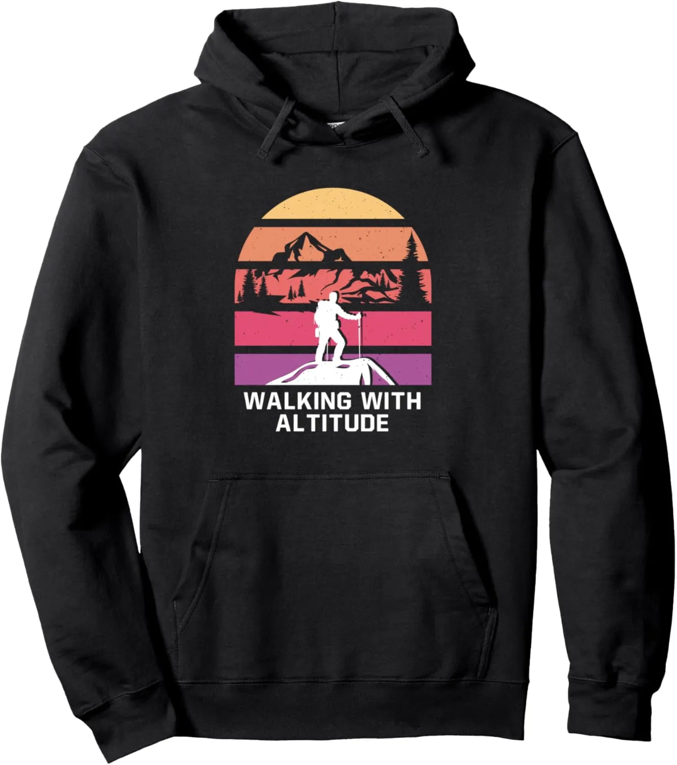 Walking with Altitude Camping Mountain Camper Summit Hiking Pullover Hoodie