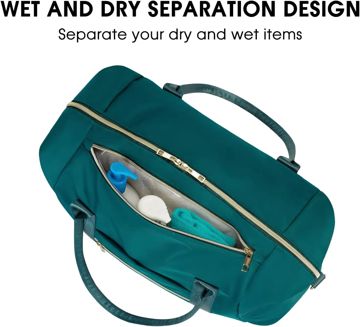 WANDF For Spirit Airlines Personal Item Bag 18x14x8 Travel Duffel Bag with TSA Approved Quart Size Bag & Shoe Bags Weekender Overnight Carry-on Luggage for Women (Teal）