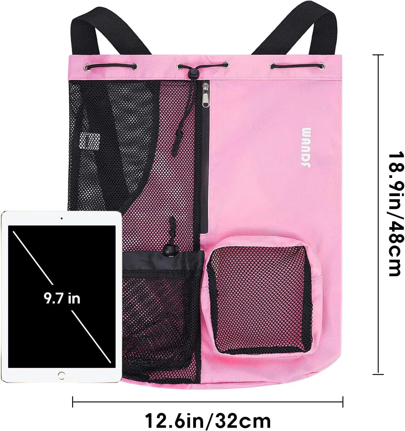 WANDF Swim Bag Mesh Drawstring Backpack with Wet Pocket for Swimming, Gym, and Workout Gear