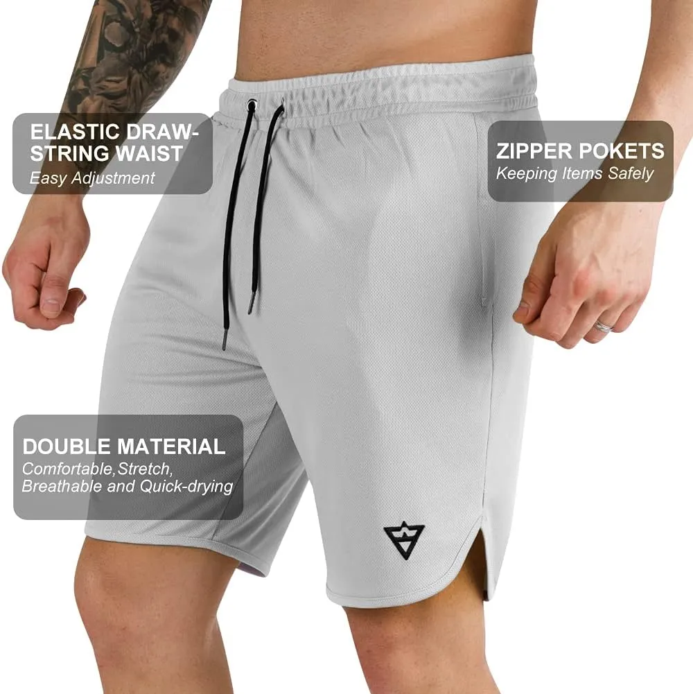 Wangdo Men's 7" Running Shorts with Zipper Pocket for Gym & Athletics