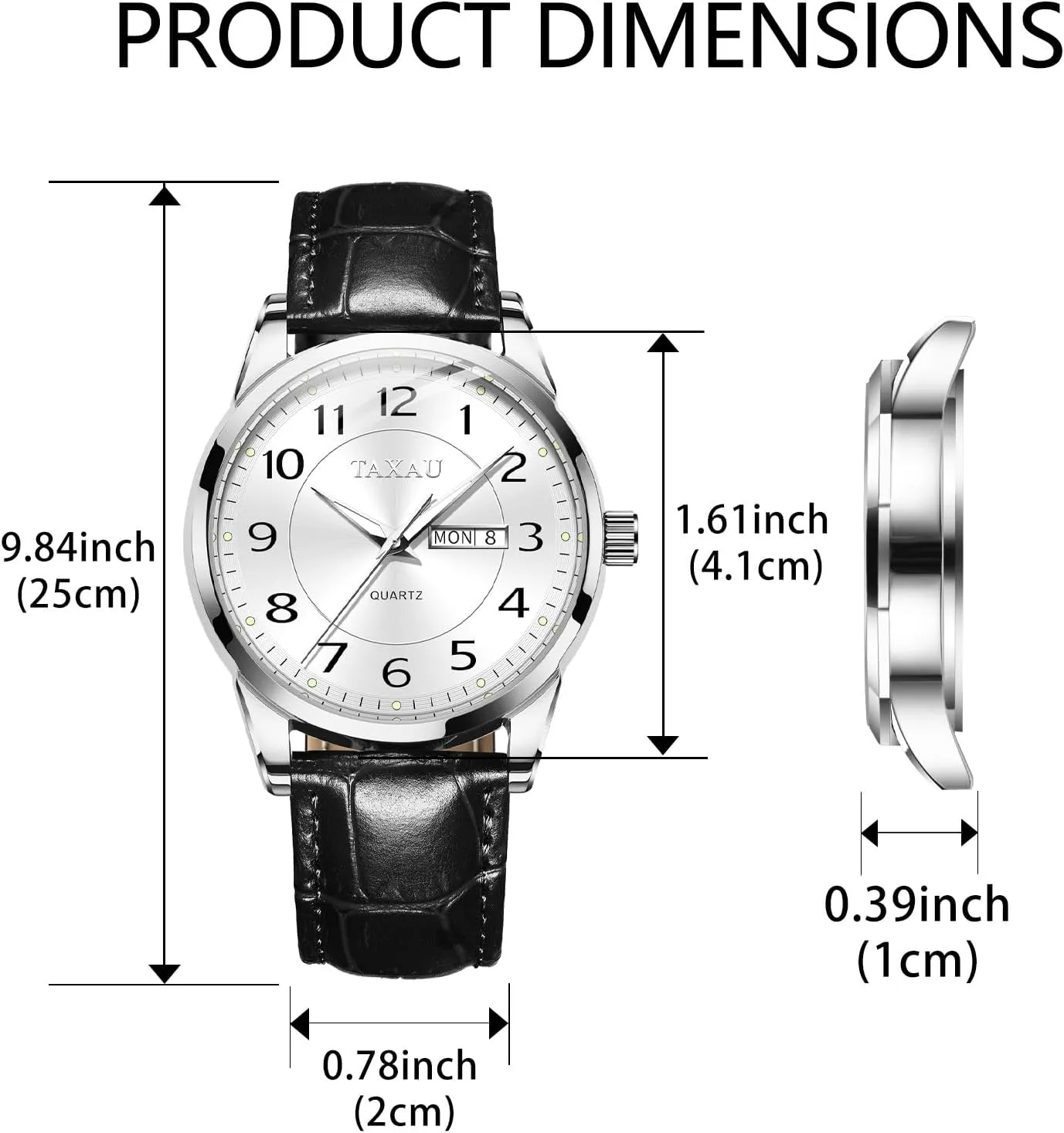 Watch Men,Big Face Watch for Men,Leather Band Wrist Man Watches,Classic Date Day Watches Mens Analog Waterproof Relojes para Hombres Blue/Gray/White/Black Dial