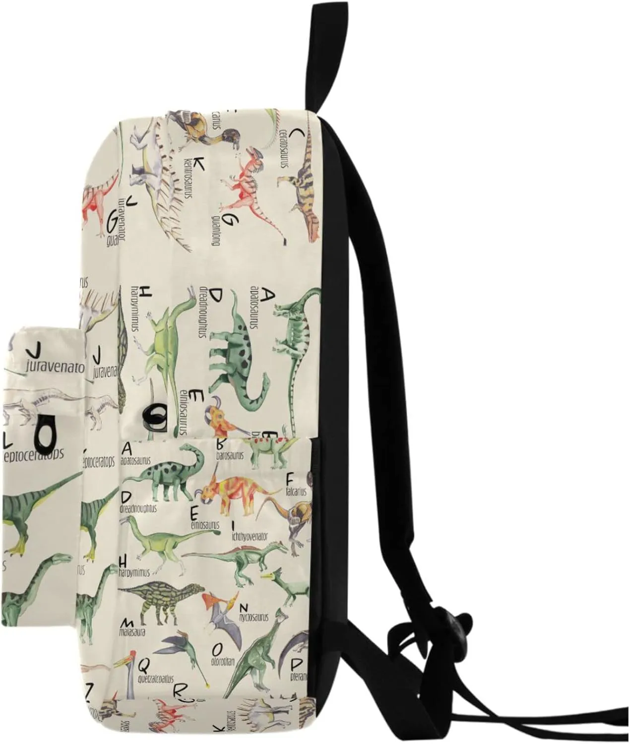 Watercolor Dinosaur Alphabet Large Durable Laptop Backpack, Portable Travel Bag for Boys Girls School Bookbag Work Fit 15.6 Inch Notebook