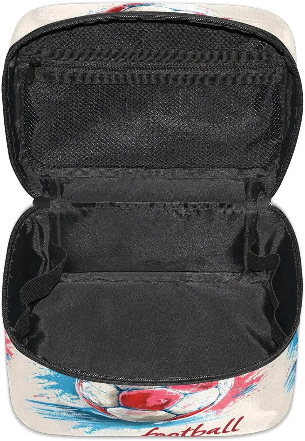 Watercolor Soccer Travel Toiletry Bag Large Capacity Makeup Case Organizer with Handle Cosmetic Case for Women Girls