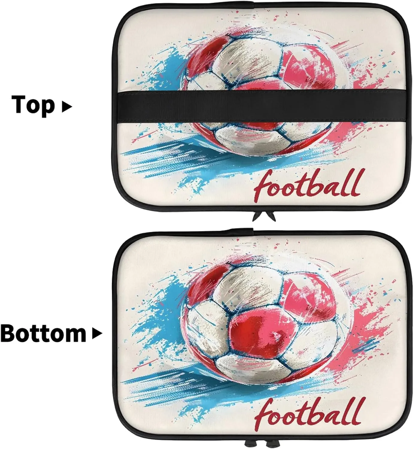 Watercolor Soccer Travel Toiletry Bag Large Capacity Makeup Case Organizer with Handle Cosmetic Case for Women Girls
