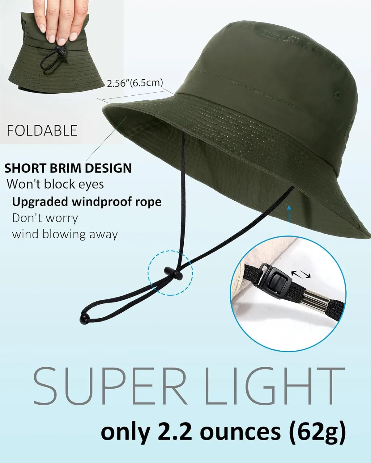 Waterproof Bucket Hat for Women Men Rain Hat UPF 50  Wide Brim Boonie Sun Hat Foldable Summer Floppy Beach Fishing Safari Hat