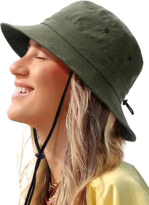 Waterproof Bucket Hat for Women Men Rain Hat UPF 50  Wide Brim Boonie Sun Hat Foldable Summer Floppy Beach Fishing Safari Hat