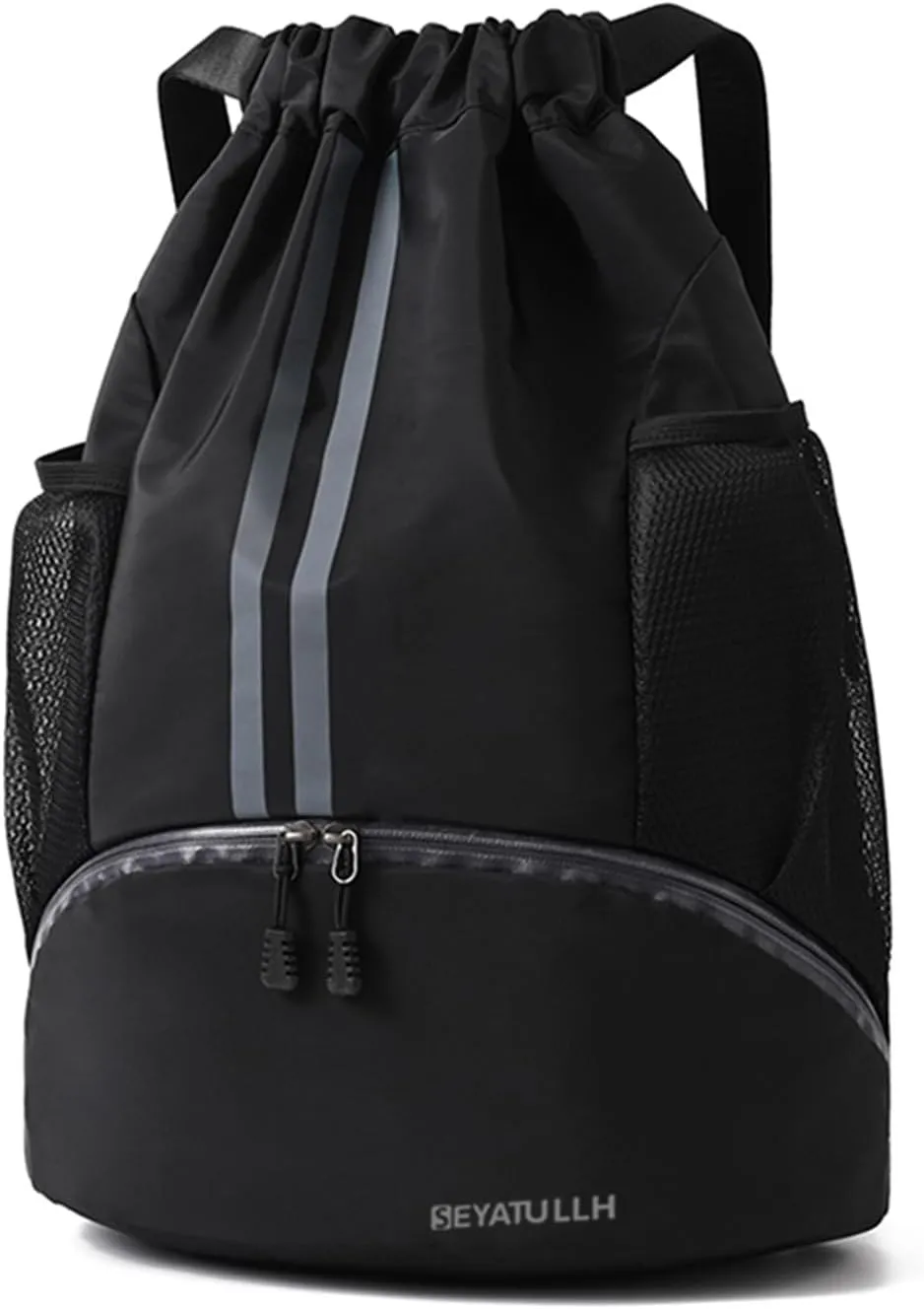 Waterproof Drawstring Gym Backpack with Shoe Compartment & Wet Pocket - 20L Lightweight Sports Bag for Men/Women,Soccer,Basketball,Swimming,Beach,Travel(Black1)