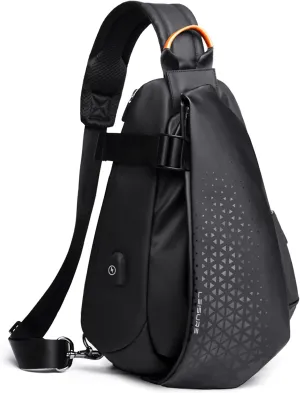 Waterproof Sling Bag for Men,Sling Backpack with USB Charger Crossbody one strap backpack Anti-Theft,Causal