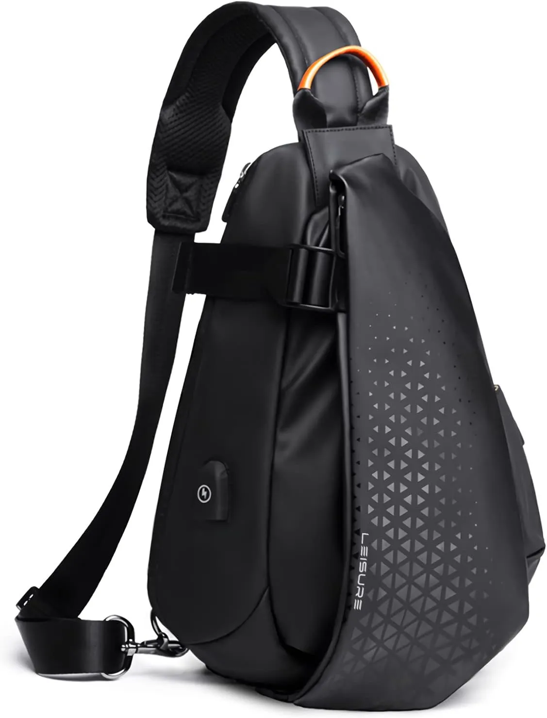 Waterproof Sling Bag for Men,Sling Backpack with USB Charger Crossbody one strap backpack Anti-Theft,Causal