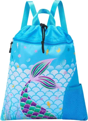 WAWSAM Gym Drawstring Backpack String Bag - 15” x 17” Sports Gym Bag for Kids Waterproof Swimming Beach Shopping Yoga Bag
