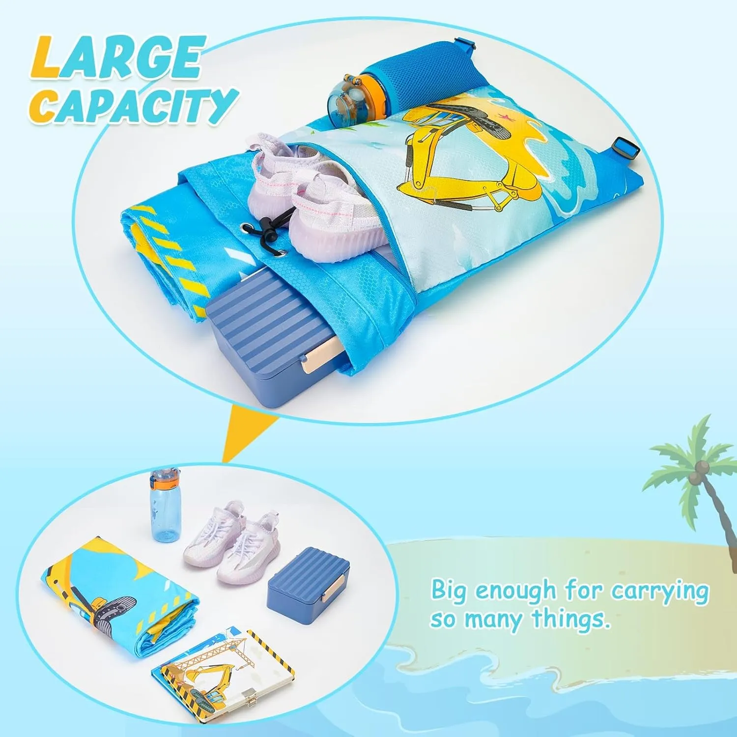 WAWSAM Gym Drawstring Backpack String Bag - 15” x 17” Sports Gym Bag for Kids Waterproof Swimming Beach Shopping Yoga Bag