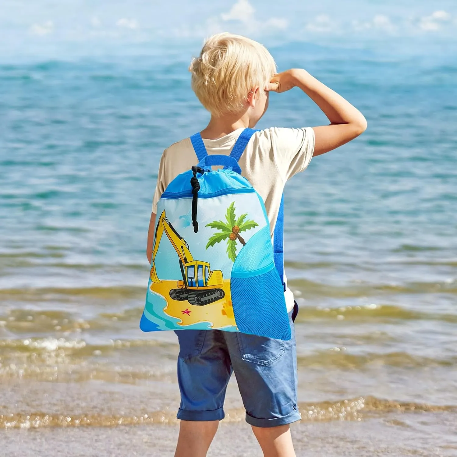 WAWSAM Gym Drawstring Backpack String Bag - 15” x 17” Sports Gym Bag for Kids Waterproof Swimming Beach Shopping Yoga Bag