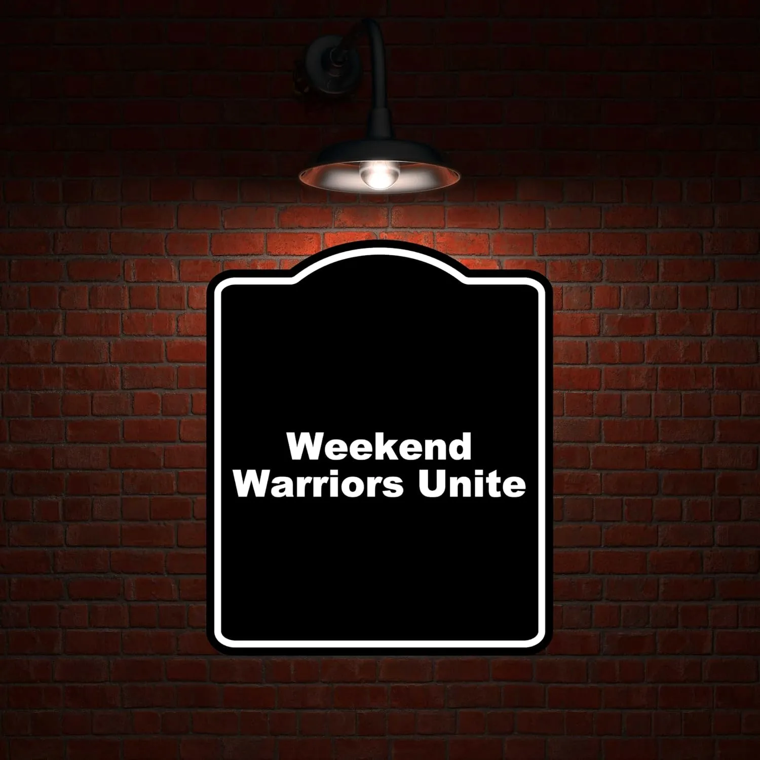 Weekend Warriors Unite Black Funny Aluminum Composite Sign 20 x 24 inches